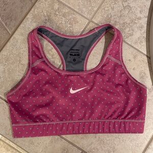 Nike Women's Pink and Gray Polka Dot Sports Bra size M